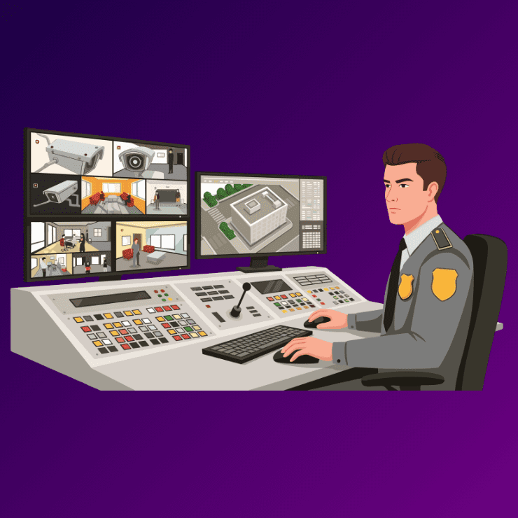 CCTV Operator monitoring surveillance feeds at GCCTVMS